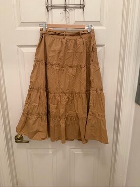 Dance & Marvel Tiered A-Line Skirt in Camel